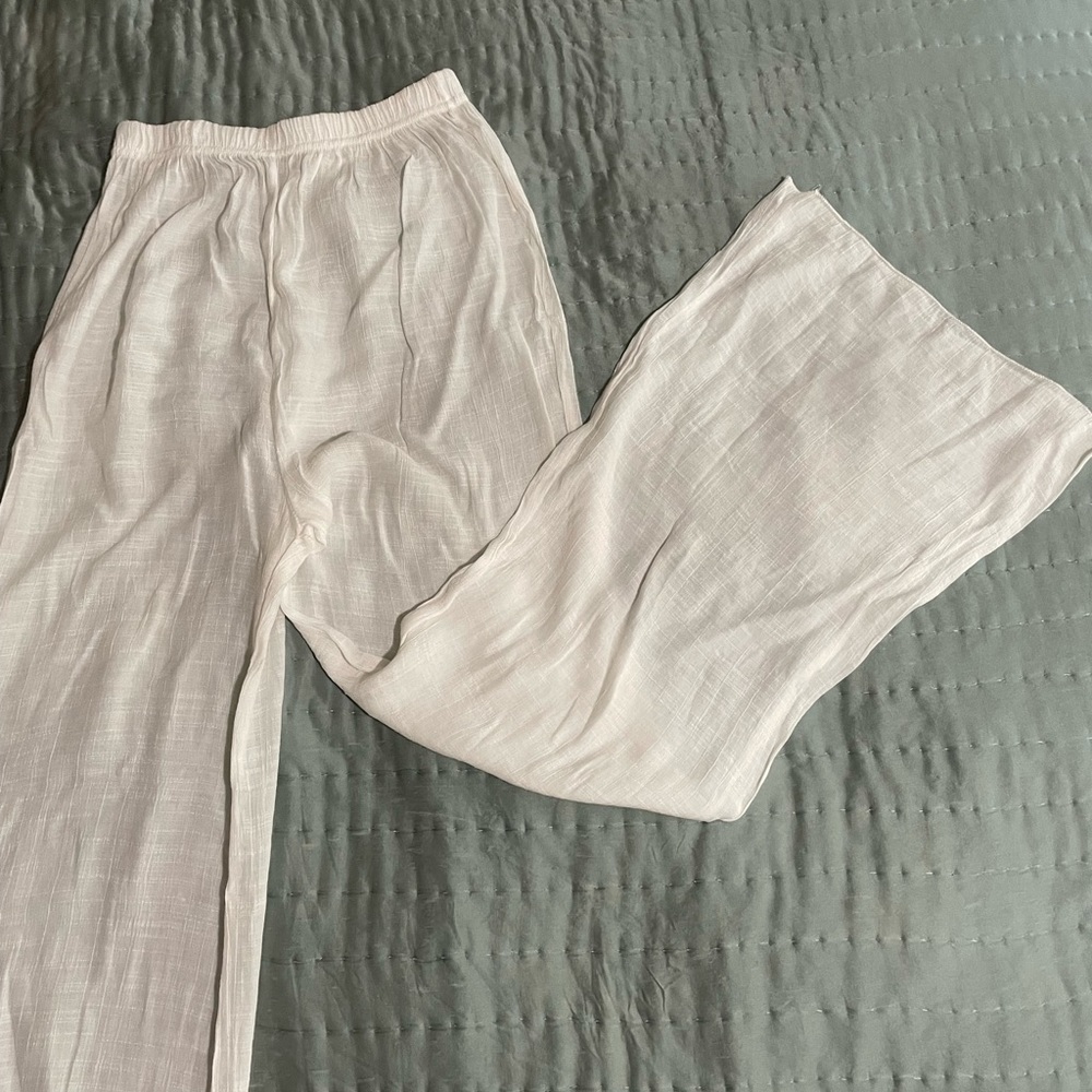 White Beach Pants lightweight elastic waist size S